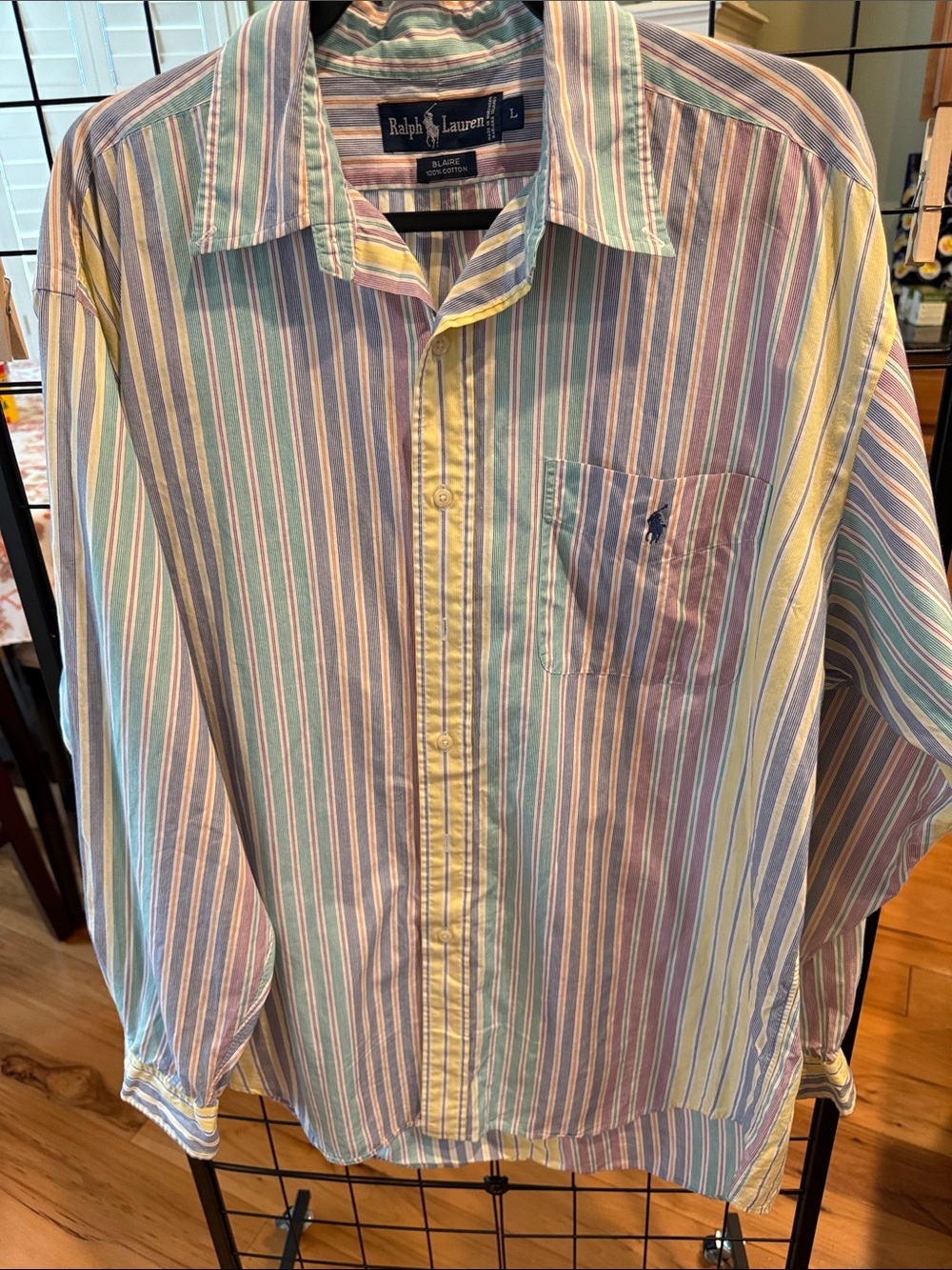 Ralph Lauren Blaire Men’s Large 100% Cotton Multicolor Striped Button Down Shirt